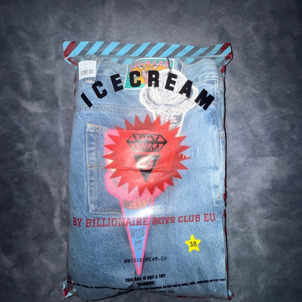 Icecream Light Blue Men’s Jeans with Red Graphic Patch